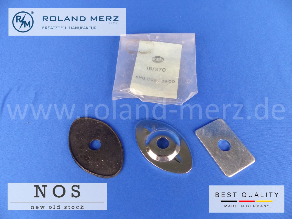 P1120874 Hella Befestigungsplatte 16/370 8HG 002 228-00 (Stabilisierungshaltersatz 3 teilig) für Nebel und Fernscheinwerfer zur Befestigung an der Stoßstange oder Karosserie. Original Neuteil NOS