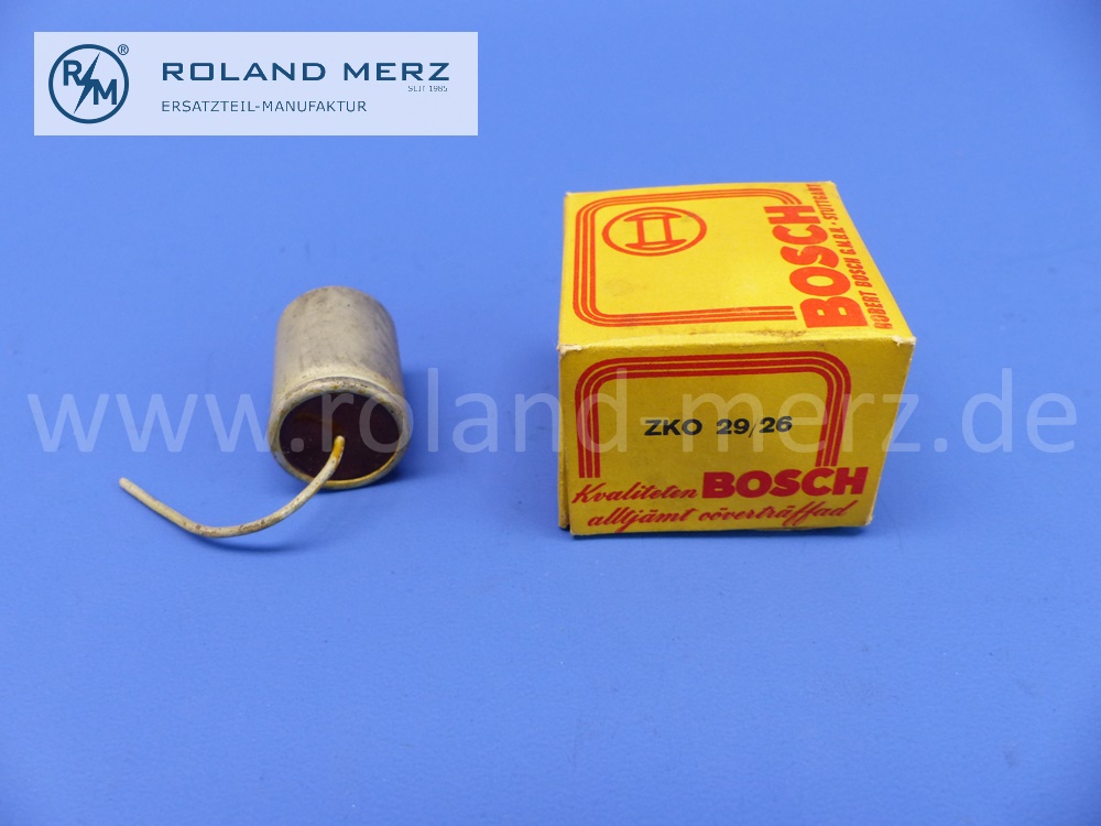 ZKO29/26 Bosch Zündkondensator für Vorkrieg Zündverteiler VG8A, VGH8A und Lichtbatteriezünder (Teile mit Hochspannung geprüft), Original Bosch Neuteil, NOS 
